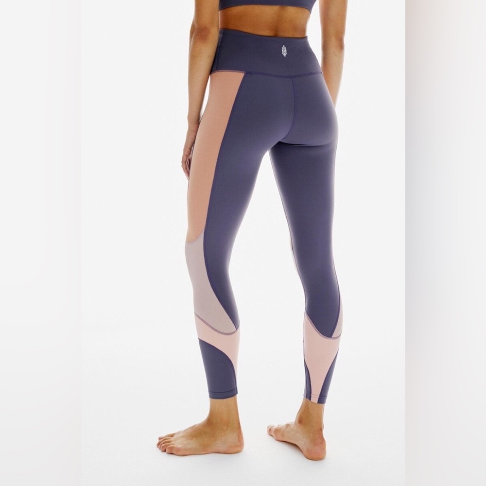 Free People Movement‎ Topaz Leggings Small High Waist Colorblock Purple